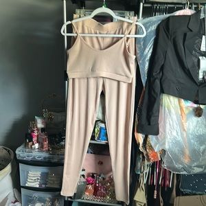 BRAND NEW prettylittlething nude ribbed two piece high waisted legging with top